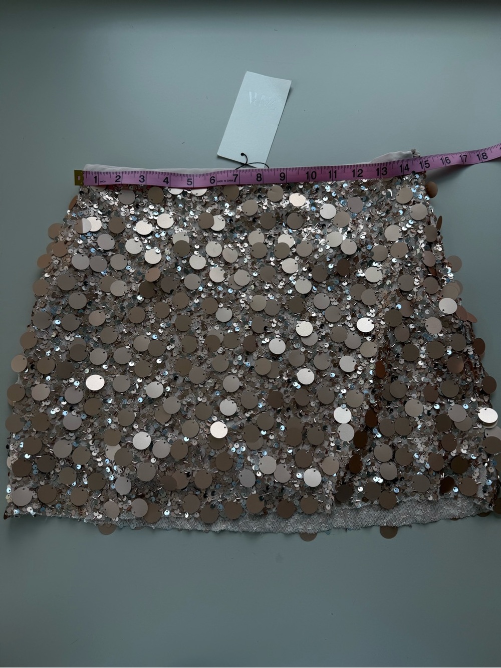 NWT Zara Sequin Mini Skirt Pink Gold - Picture 7 of 12